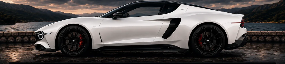 Bright Oxford White Thunderbird concept in side profile.